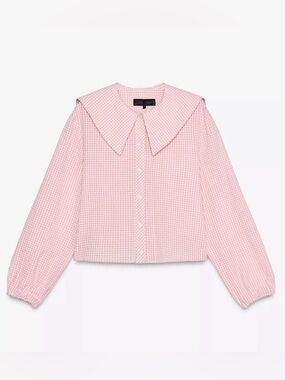 Zara - Pink Gingham Button-Front Top